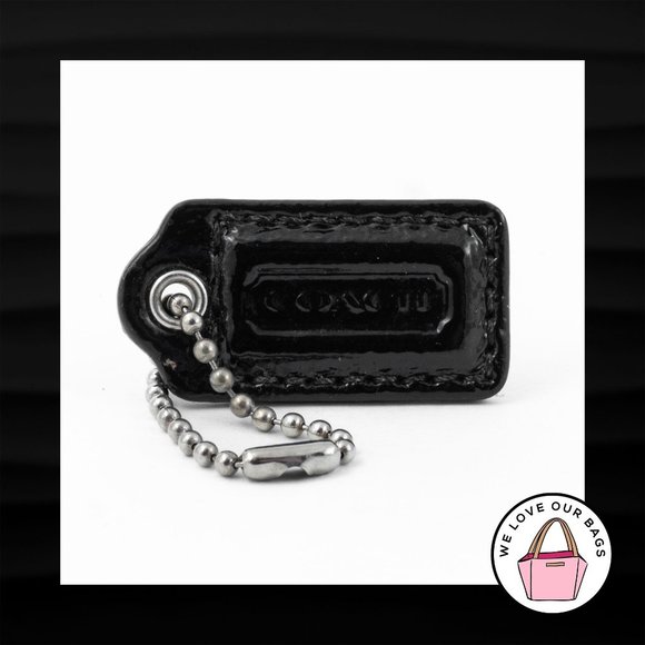 1.5" Small COACH BLACK PATENT LEATHER KEY FOB CHARM KEYCHAIN HANG TAG WRISTLET - Picture 1 of 1